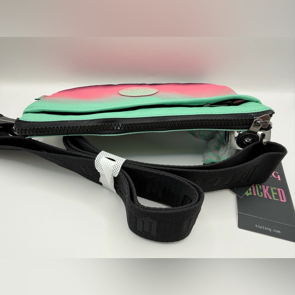 Kipling Wicked RiRi Gradient Crossbody with Pink and Green Monkey bag charm NWT - Picture 10 of 16